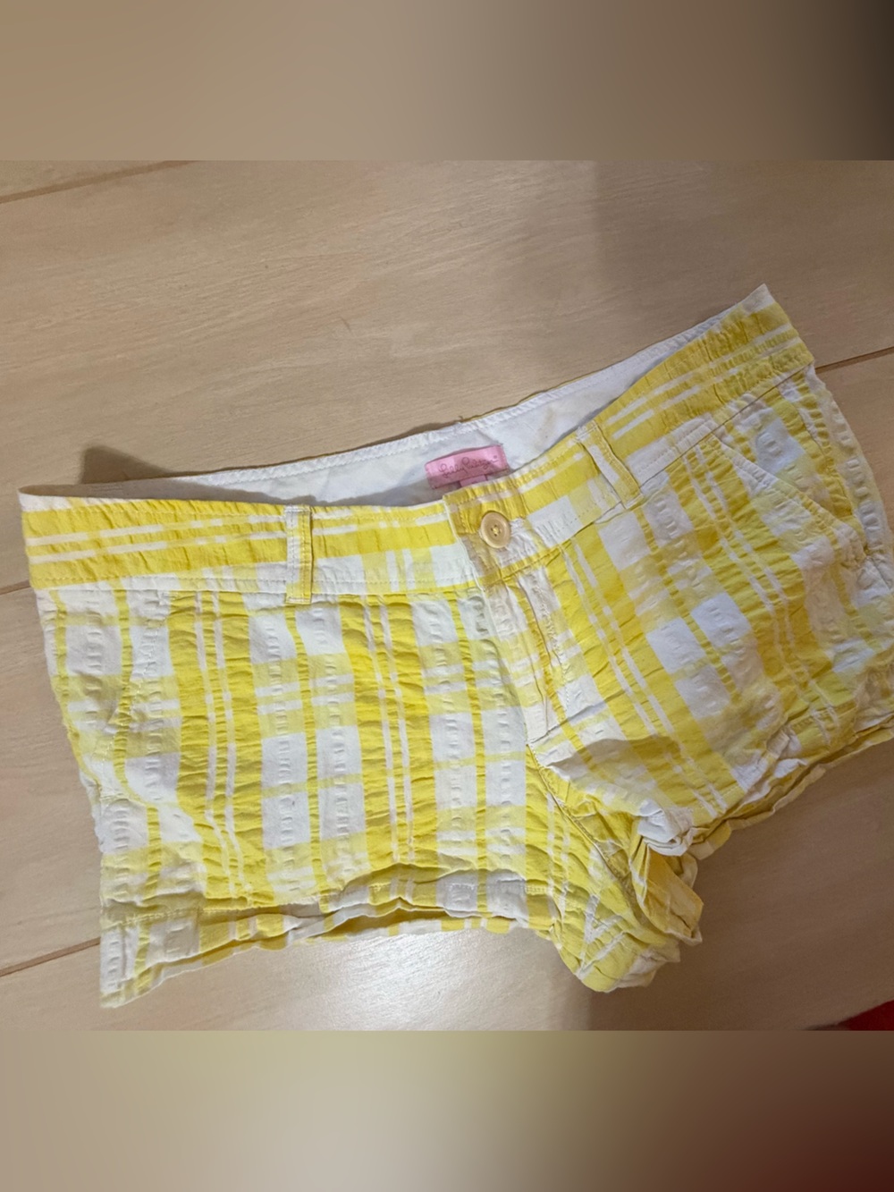 Lilly Pulitzer Yellow and White Plaid Seersucker Shorts
